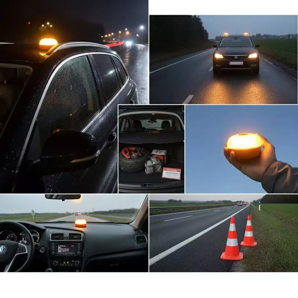 V16 Spain Flashing LED Emergency Light USB Rechargeable Magnetic Induction Auto Strobe Flashing Warning Light Help Flash Safety