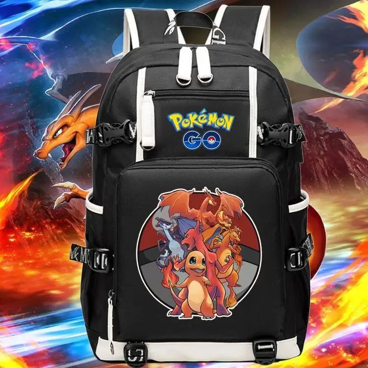 Pokemon Pokemon Pokemon Charmander Charmander Evolution School Bag Zaino Per Studenti Zaino Con Cerniera Borsa Da Esterno