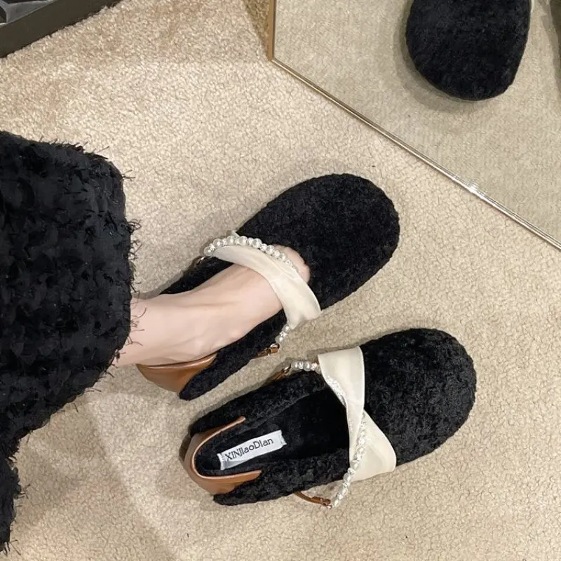 Moccasin Shoes Shallow Mouth Round Toe Casual Female Sneakers Loafers Fur Slip-on 2024 Fashion Women's Autumn Moccasins Winter