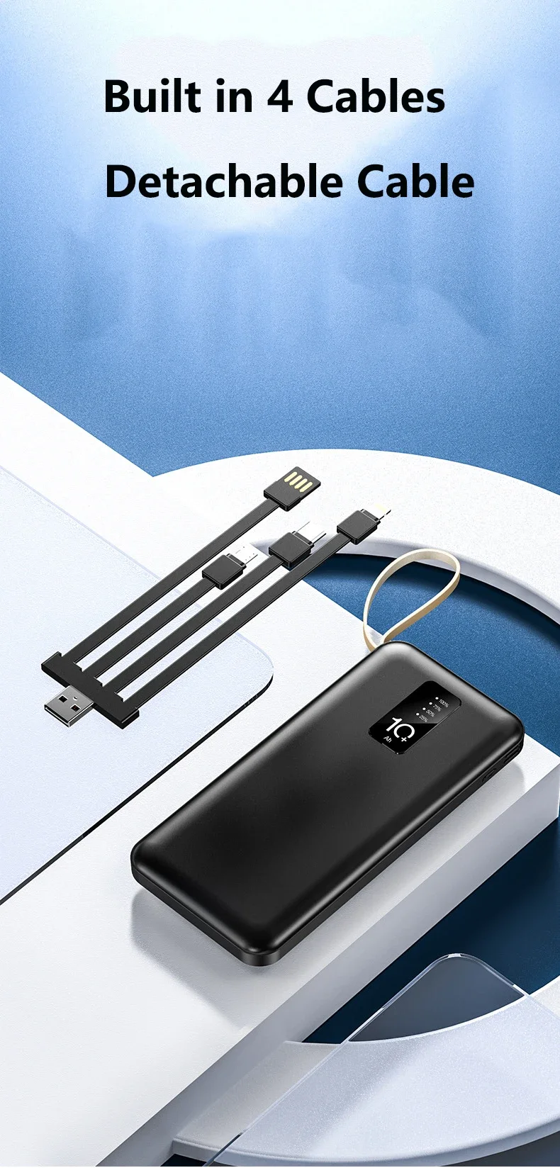 Portable Power Bank With Built-in Cable For Smartphones Fast Charge_voghion.com
