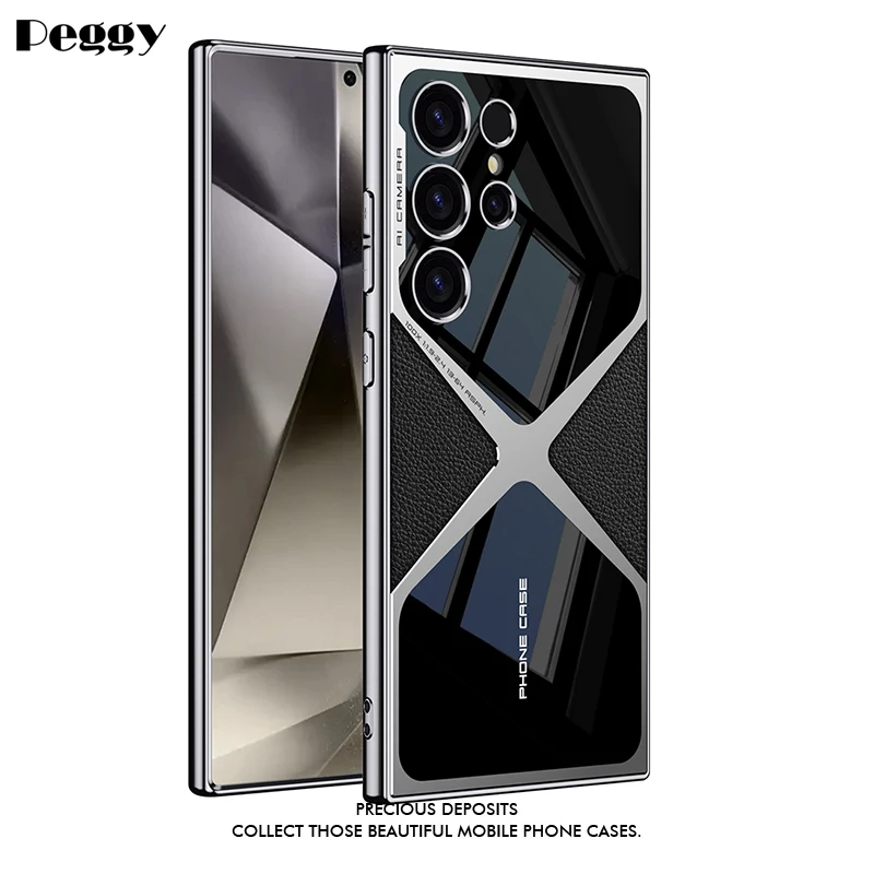 

Electroplated Plain Leather Soft Silicone Phone Case For Samsung Galaxy S23 S24 Ultra Luxury Leather Shockproof Protect Covers
