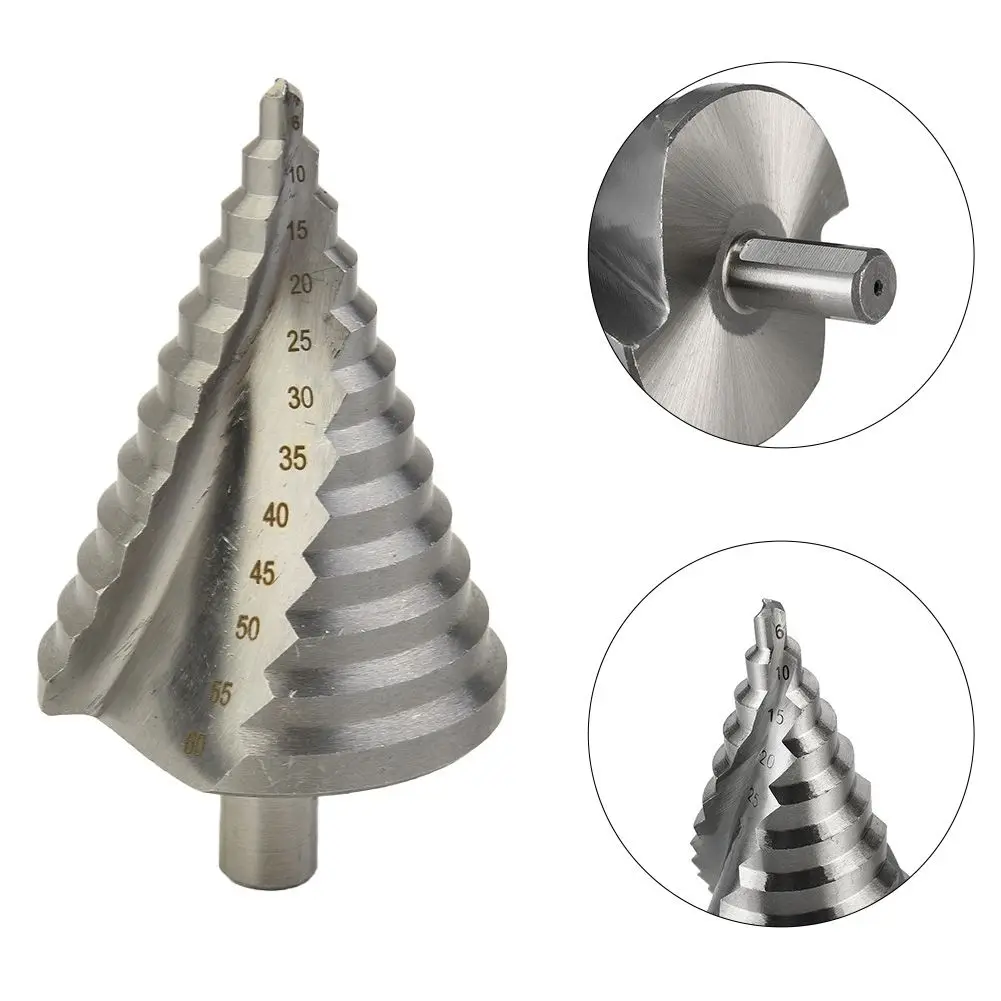 

1pc 6-60mm Step Drill Bit Pagoda Drill Spiral Multi-Function Wood Metal Hole Cutter High Speed Steel Power Tools Accessories