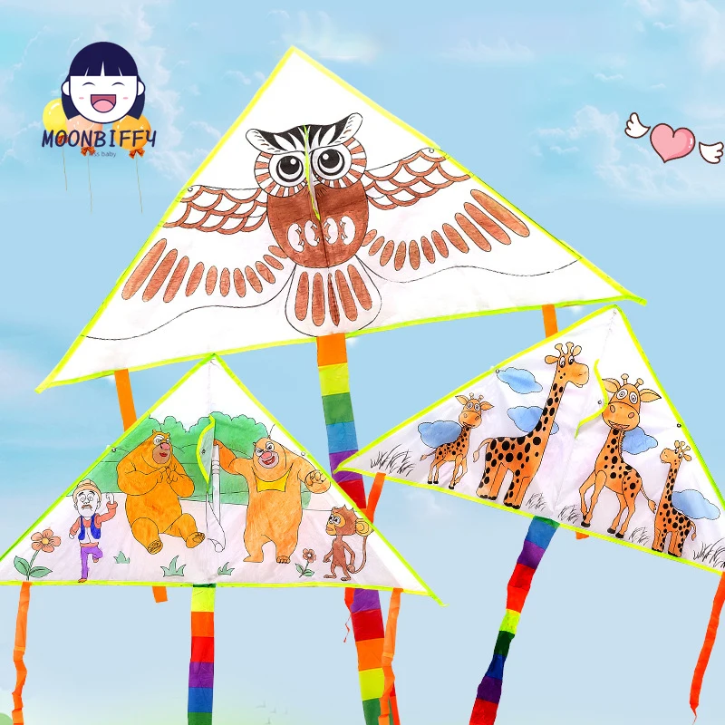 

30 Meters Blank Kite DIY Children Education Painting Kite Children Kite Flying Outdoor Toys Grassland Activities Toy