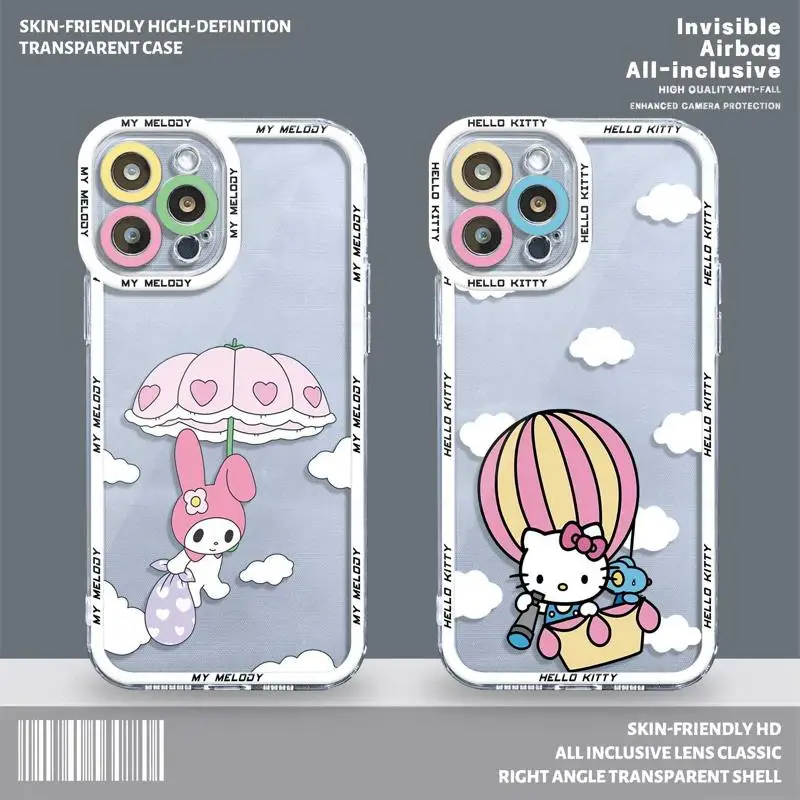 Hello Kitty My Melody White Clouds Clear Phone Case Per Samsung Galaxy S22 S21 S20 Fe Ultra Plus 10E Note 10Lite 10Plus A50 A20S