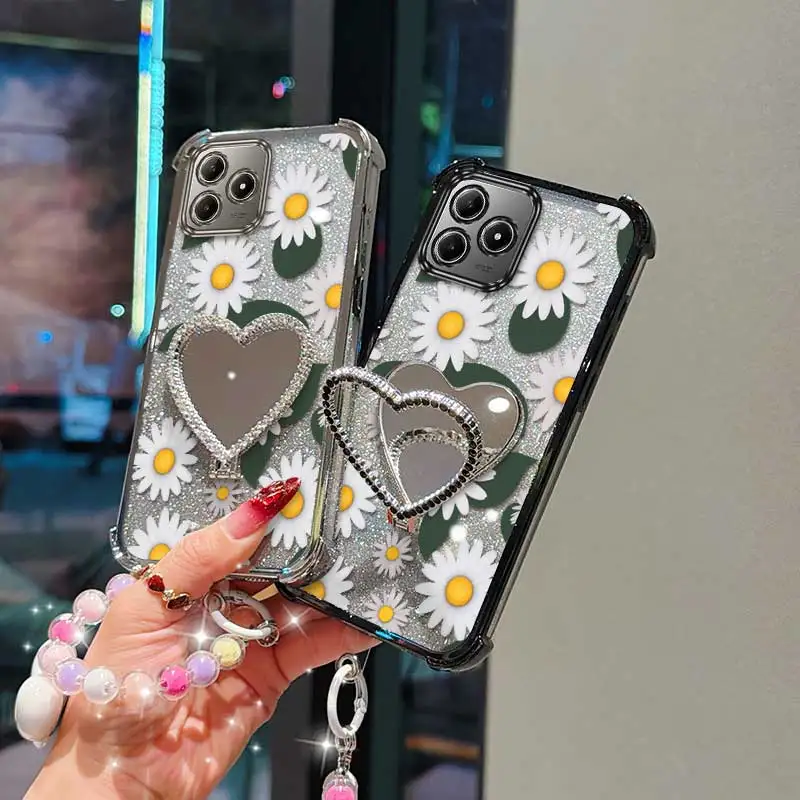 White Daisy Phone Case Set with Lanyard & Stand - 3 Piece Collection