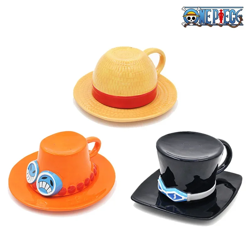 

Stock Anime One Piece Cosplay Mug Water Cup Creative Three Brothers Hat Shaped Coffee Cup Luffy Ace Sabo Ceramic Cup For Parties