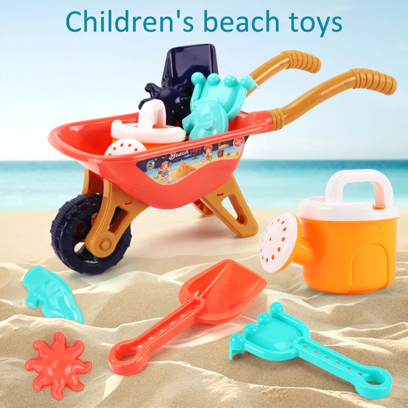 Beach Toy Stroller Kids Excavator Toy Kids Wheelbarrow Kid Sand Toys Set Cart Beach Sand Toy Plastic Kids Sand Playset Baby 4