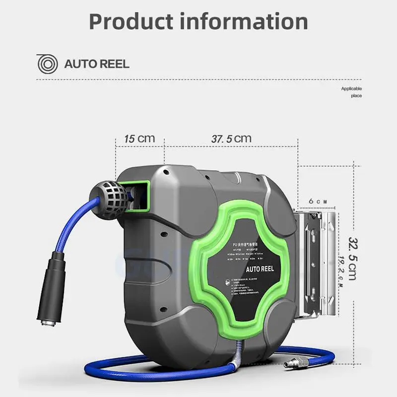 10/15/20/25M Air Drum Automatic Retractable Air Hose Reel Dedicated Car Repair Air Duct Hose Retractor Pneumatic Pipe Receiver
