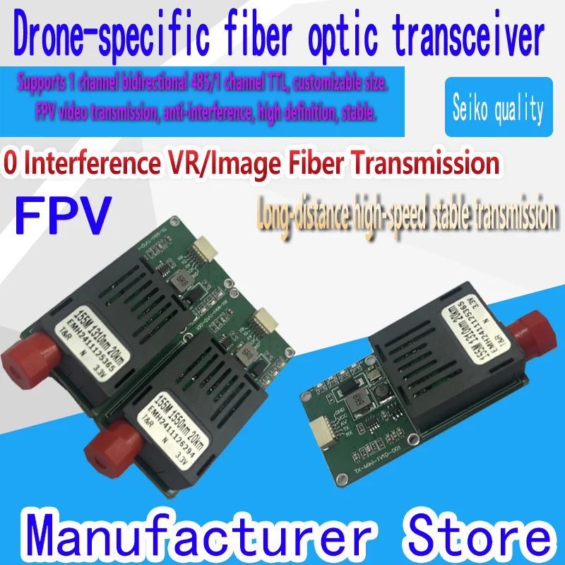 Optical fiber transmitters dedicated to drones, optical fiber converters for drones, and signal converters