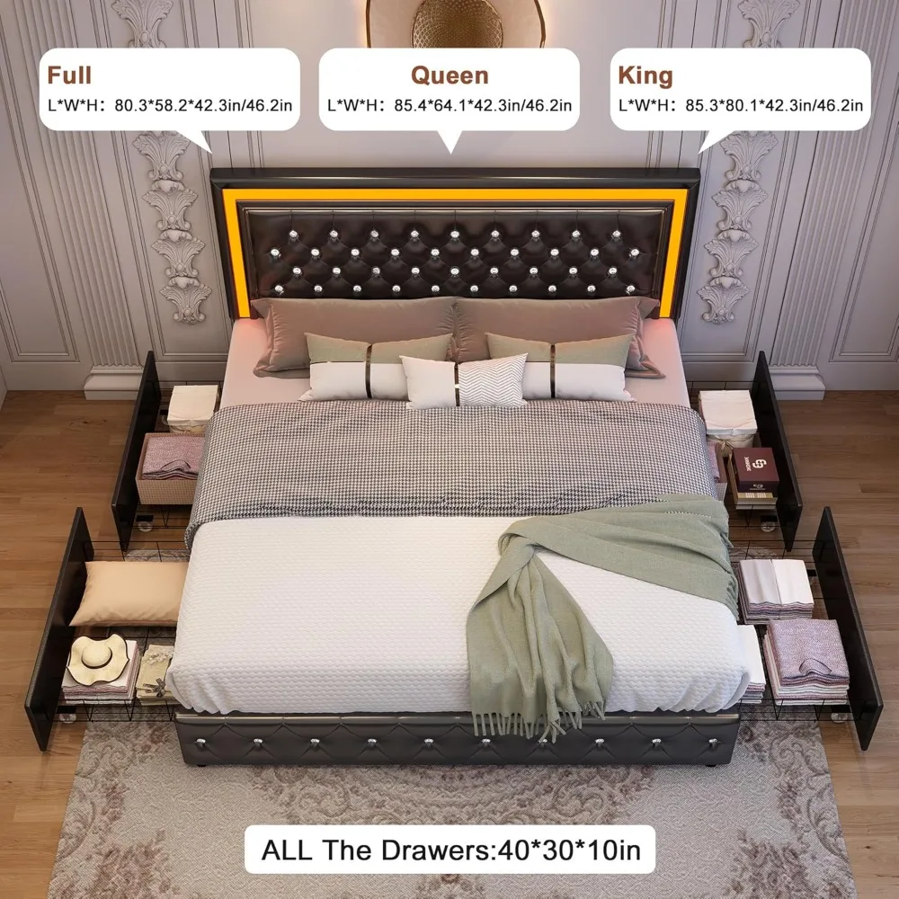 King LED Storage Bed 3