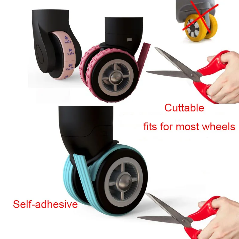 8/4 個荷物ホイールプロテクターシリコンホイールキャスターシューズ