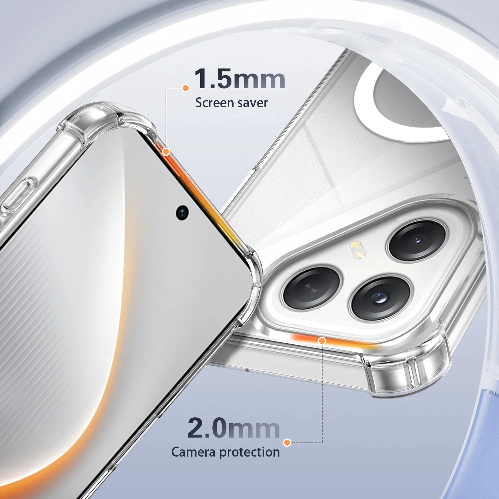 Magnetic Transparent Shockproof Phone Case with Airbag Protection