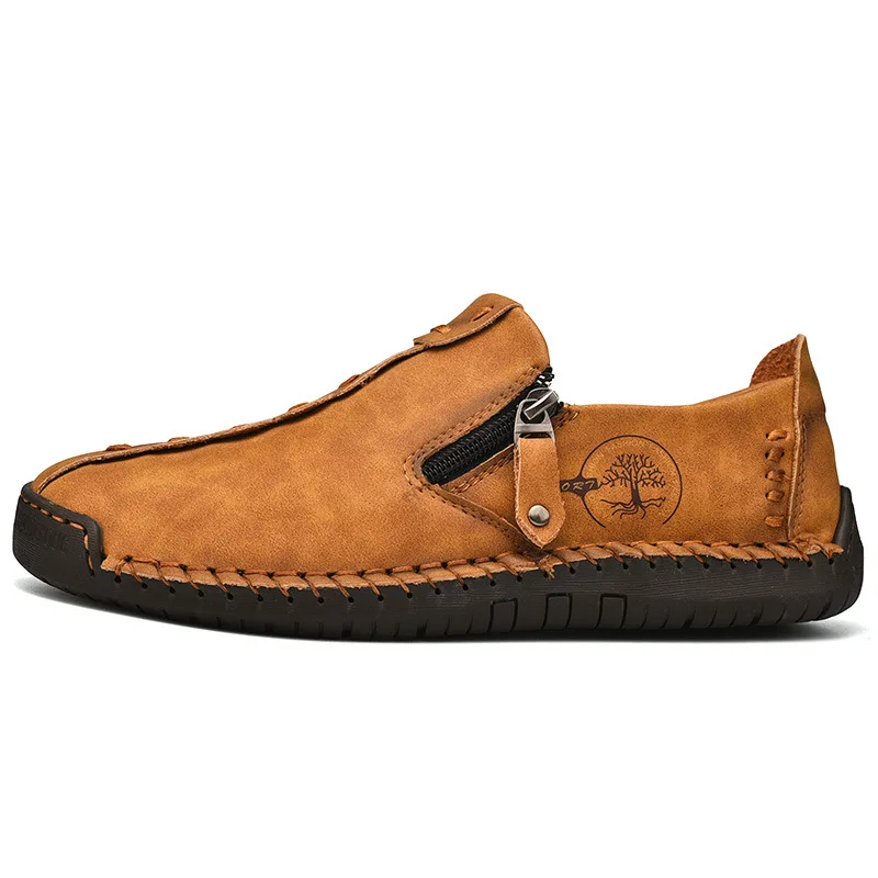 high quality leather casual boat shoes for men low cut handmade comfortable size 41 42  47 48 new 2023 walking shoe black grey