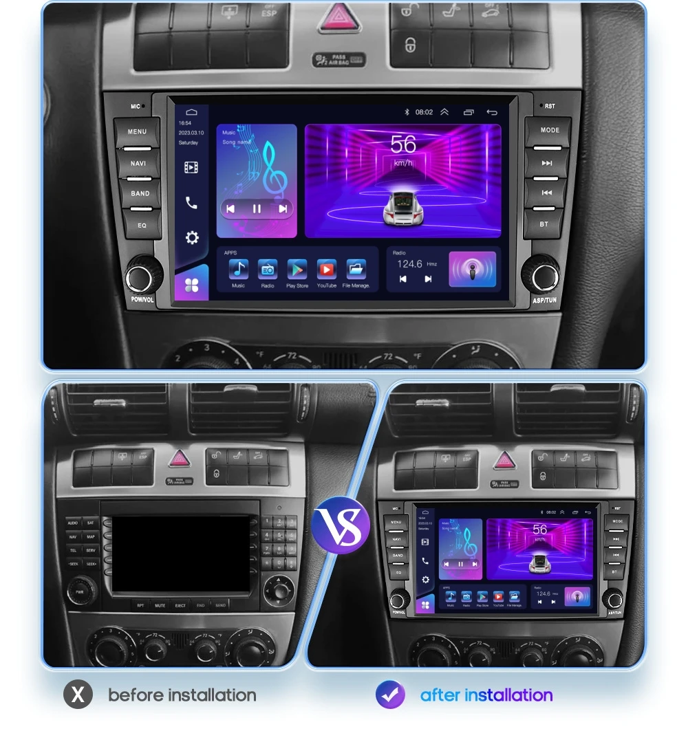޸  C Ŭ W203 2004-2007 CLC CLK W209  Ÿ ھ AI , ȵ̵ 12, 4 + 64G, ڵ  GPS Ƽ̵ ÷̾ ī÷