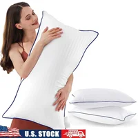 Cooling Luxury King Size Bed Pillows Set of 2 Soft Down Alternative Filling Breathable Comfortable Sleep Support Ideal Back 1