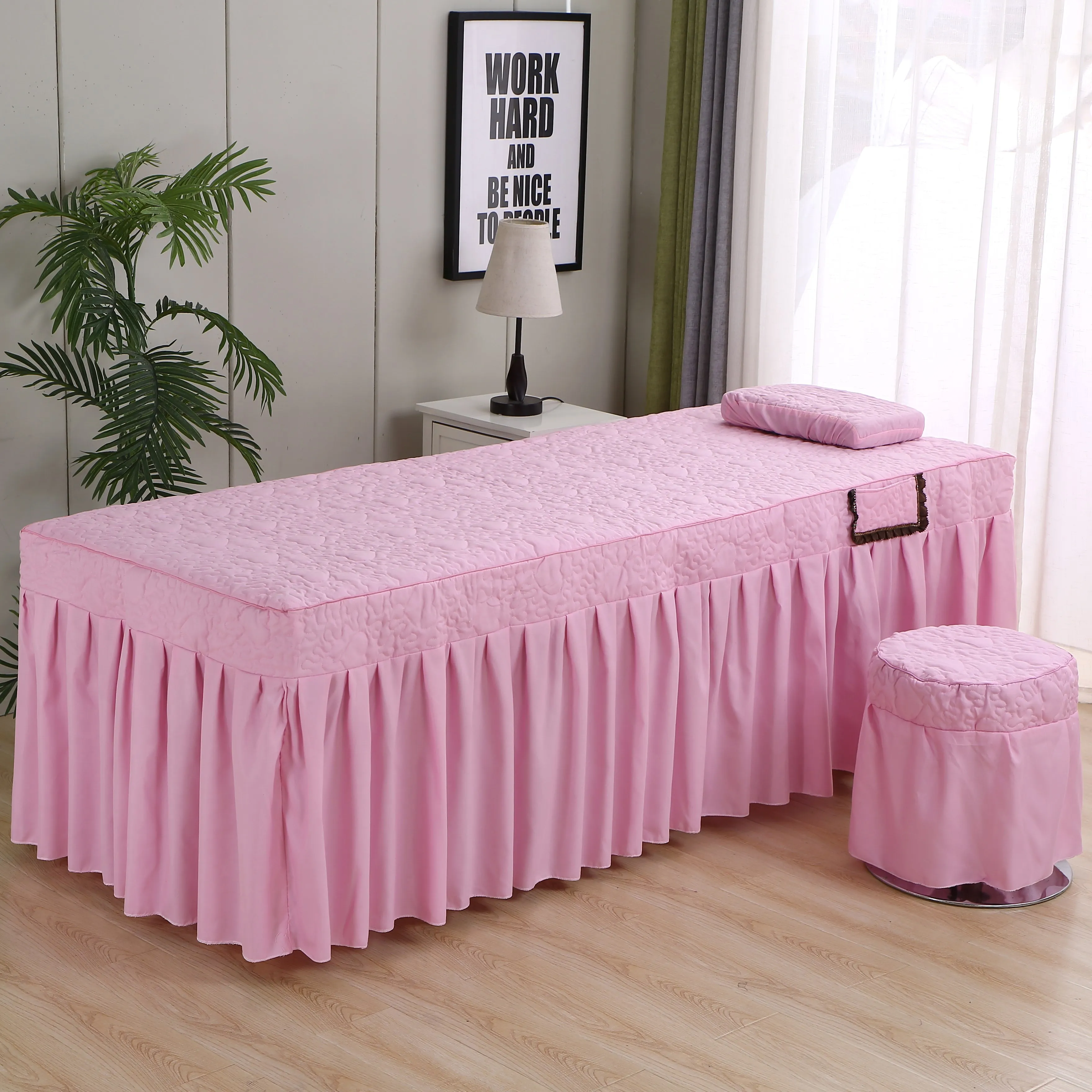 Salão de beleza Cama Capa e Conjunto Fronha, Massagem SPA, Skin-Friendly, Mesa de massagem, Lençol, Bedskirt com Buraco, 2pcs