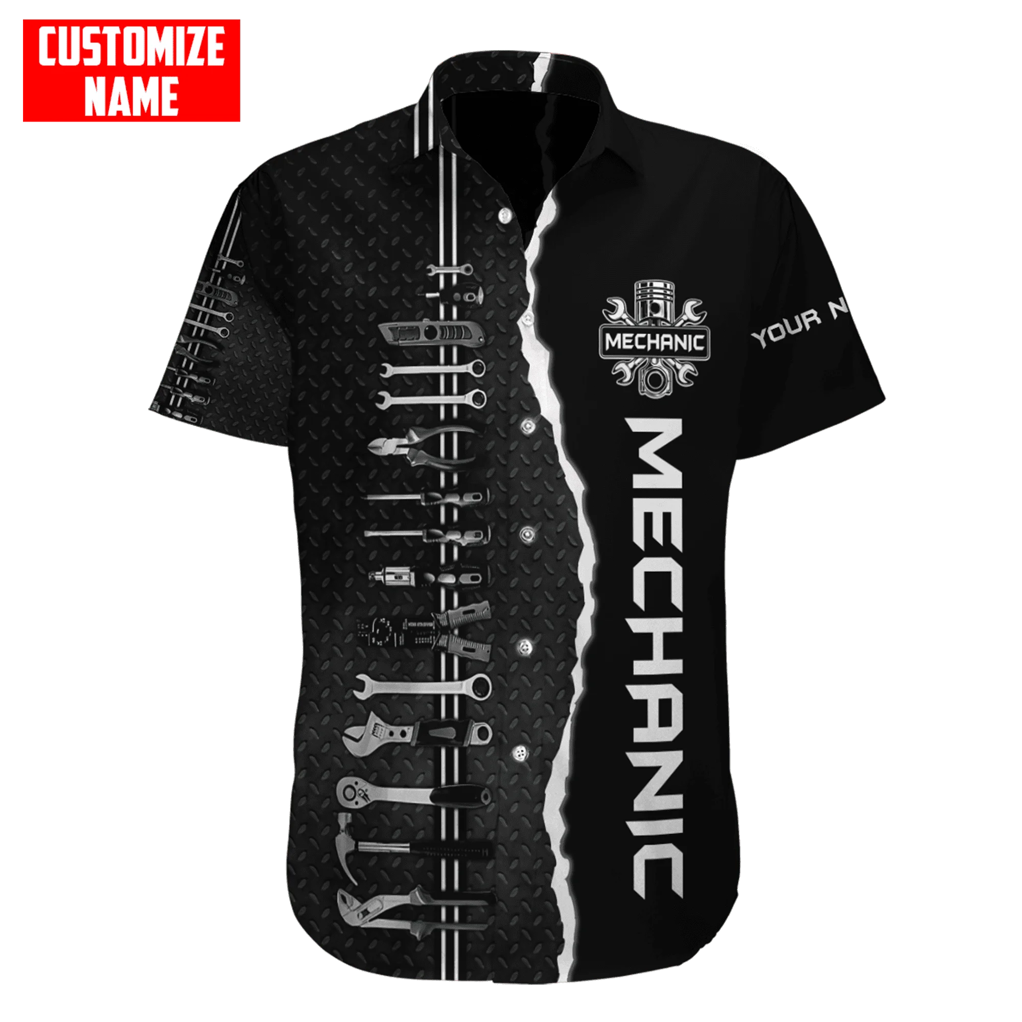 Hawaiian strand sommer kurzarm hemd Personalisierte Name Mechaniker 3D Gedruckt Herren Hemd Casual Harajuku T-shirts DXCS04 – Detail 5