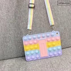 Colorful Kids Silicon Tablet Case with Bubble Stand, Rainbow Edition - Mini 6 7 (8.3 inch) (Rainbow Case)