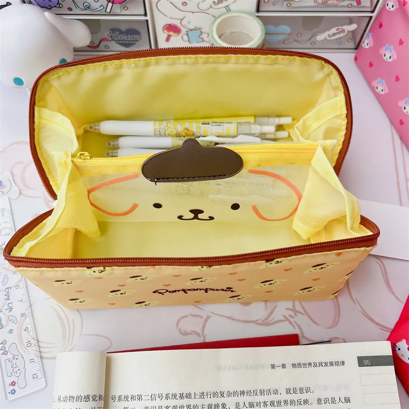 Sanrio Anime Large Capacity Pencil Case Kawaii Cinnamoroll My Melody School Pencil Bag Cartoon Box Supplies Stationery Wholesale