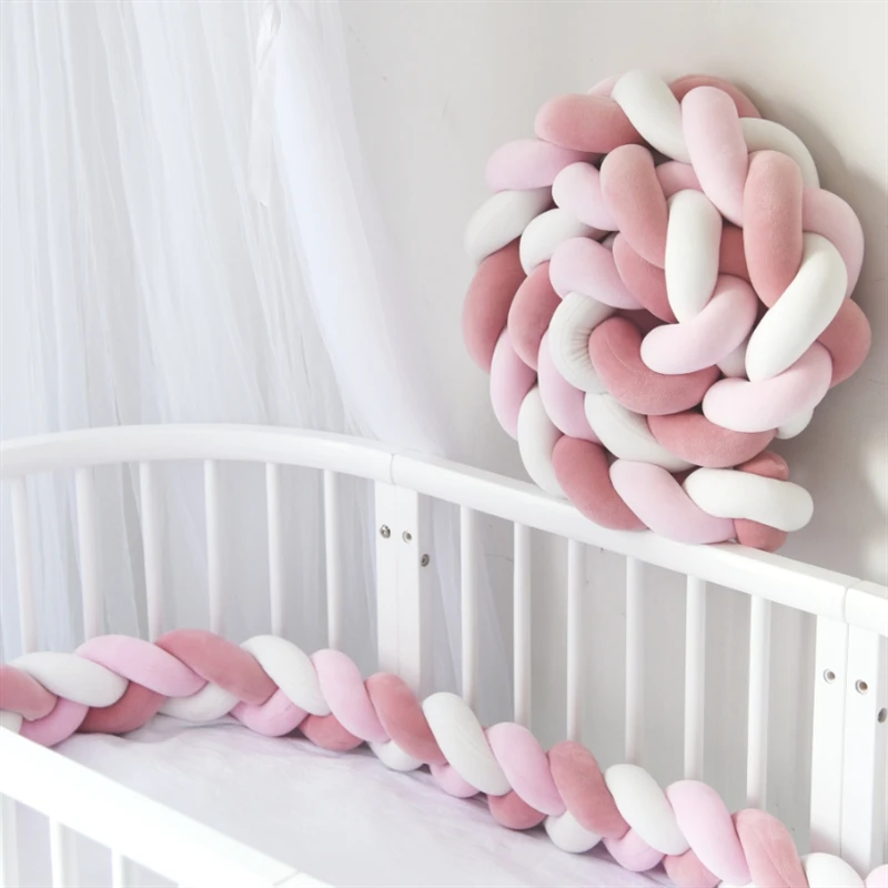 

1m/2m/3m Baby Bed Bumper Infant Cradle Pillow Cushion Braid Knot Bumper Crib Bumper Protector Room Decor Tour De Lit Bebe Tresse