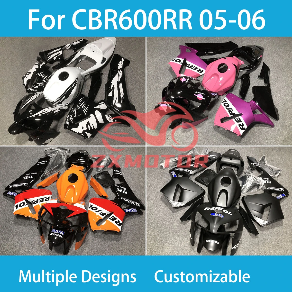 

Комплект обтекателей для мотоцикла CBR600RR 05 06 ZXMT, Пластиковые обтекатели Rebuil для Honda CBR 600RR 2005 2006