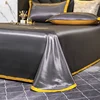 3pc Set New Embroidered Bed Sheet Ice Silk Mattress Cover Fitted Sheet Queen King Size Fabric Single Double Sheet Home Sheets 3