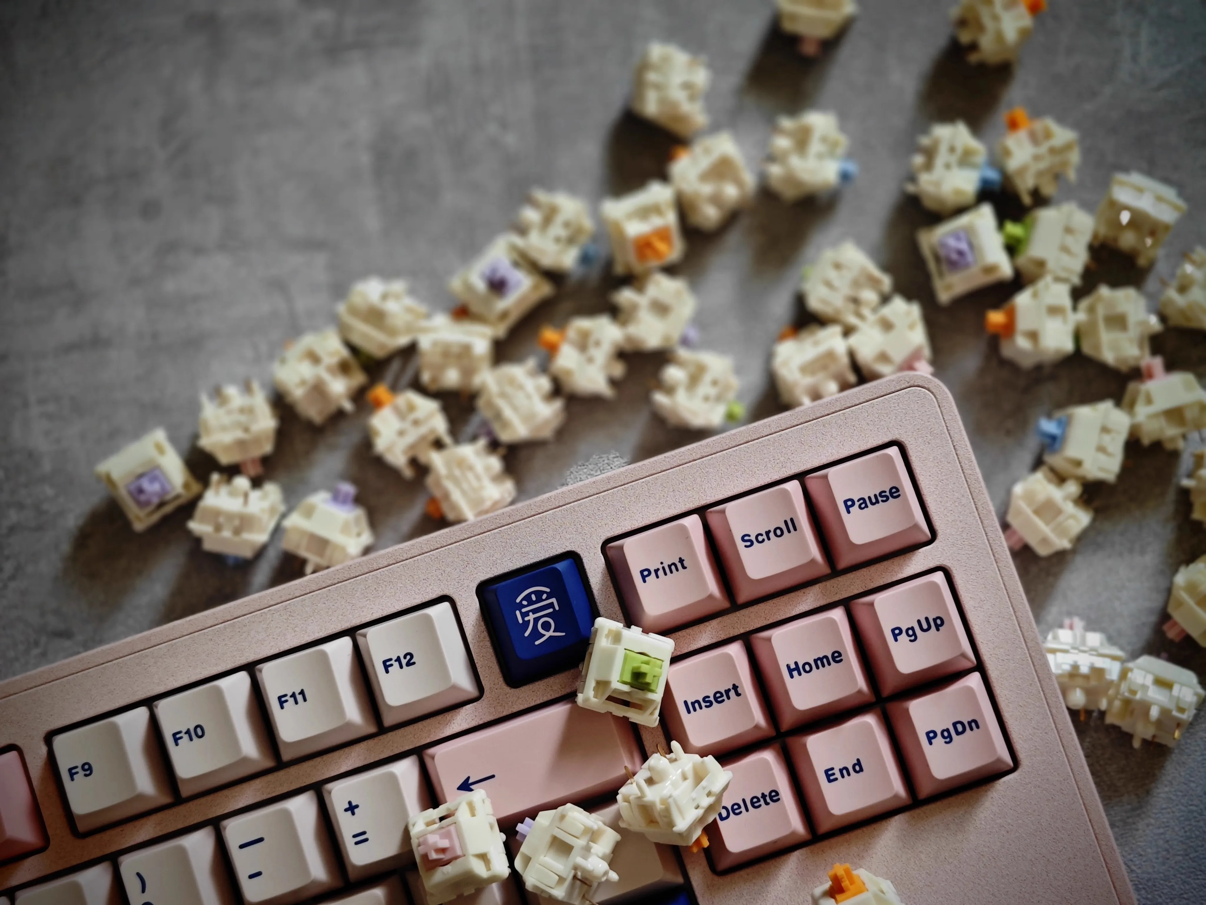 Abs Double Shot Key Caps para Teclado Mecânico Personalizado Azul e Rosa Keycaps Perfil Cereja 64 68 87 96 98 Set - Imagem 5