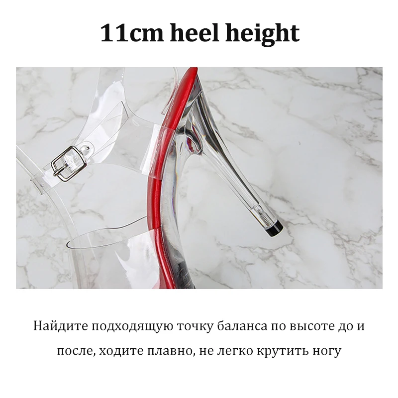 Women High Heels Platform High Heels Sandals Platform Sandals LTARTA Women's Sandals Fashion Transparent Crystal Heel Women's Shoes Large Size 35-43 Fish Mouth Party Wedding Shoes LFD