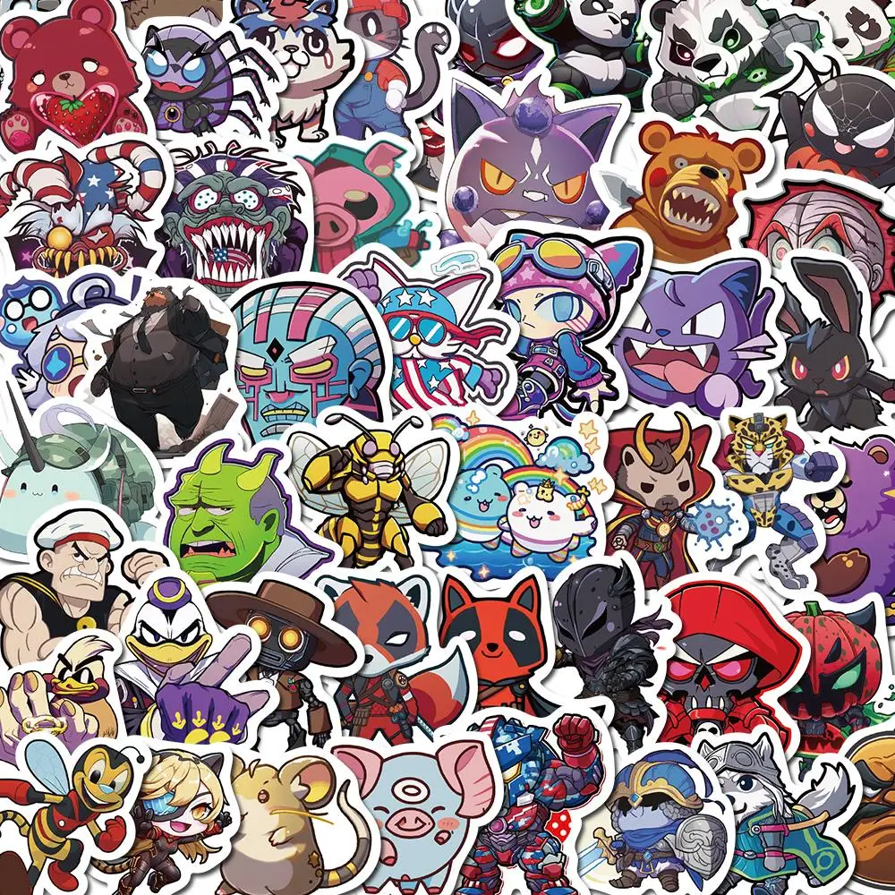 10/60pcs 90S America Vintage Cartoon Stickers Waterproof Sticker for Laptop Skateboard Phone Anime Stickers for Kids Teens Adult