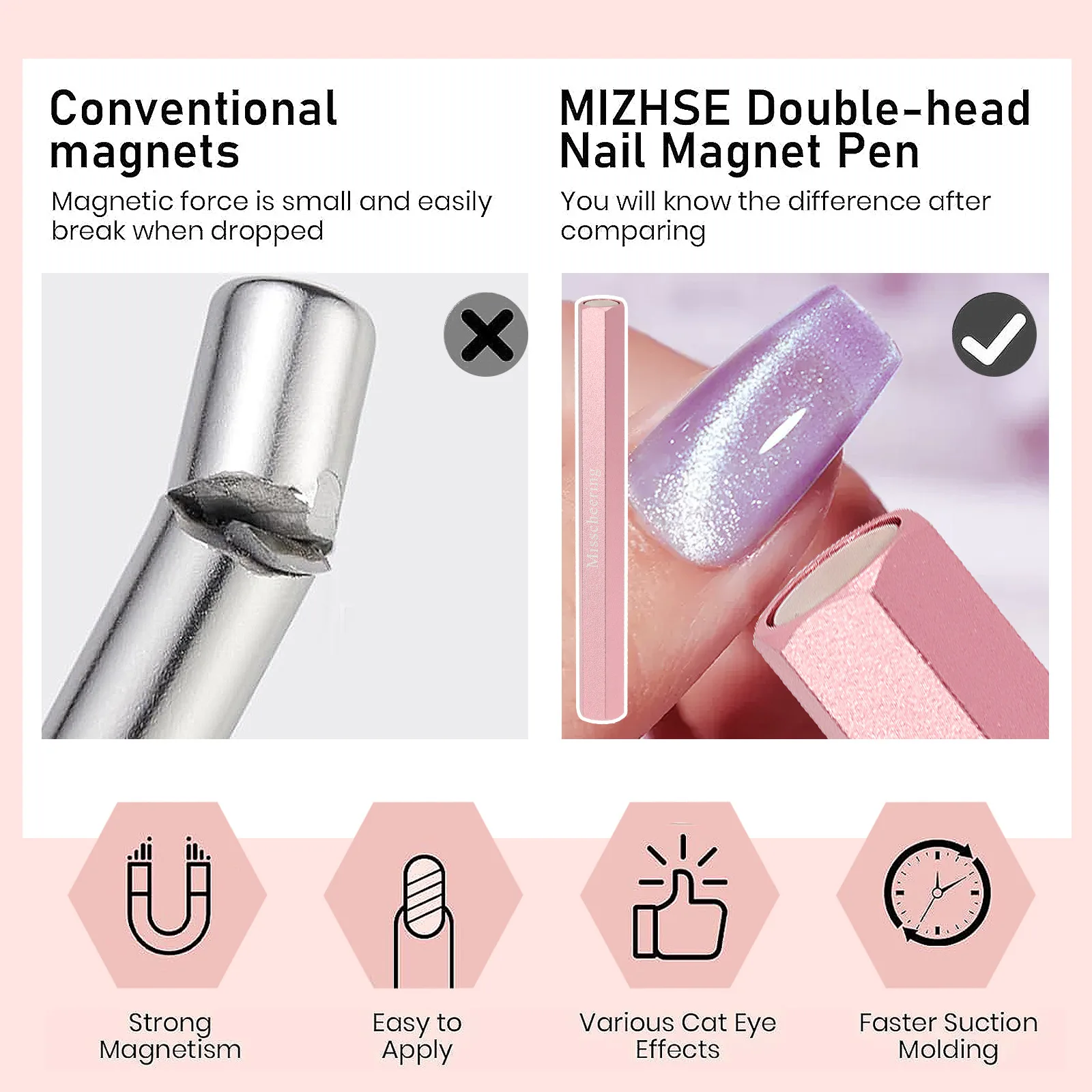 Multi Functional Magnetic Stick For Cat Eye Gel Hexagonal Optimus Nail Enhancement Strong Cat Eye Double-End Thickened Magnet cat eye nail tool magnetic nail art tools magnetic nail pen magnetic nail tools nail care tools
