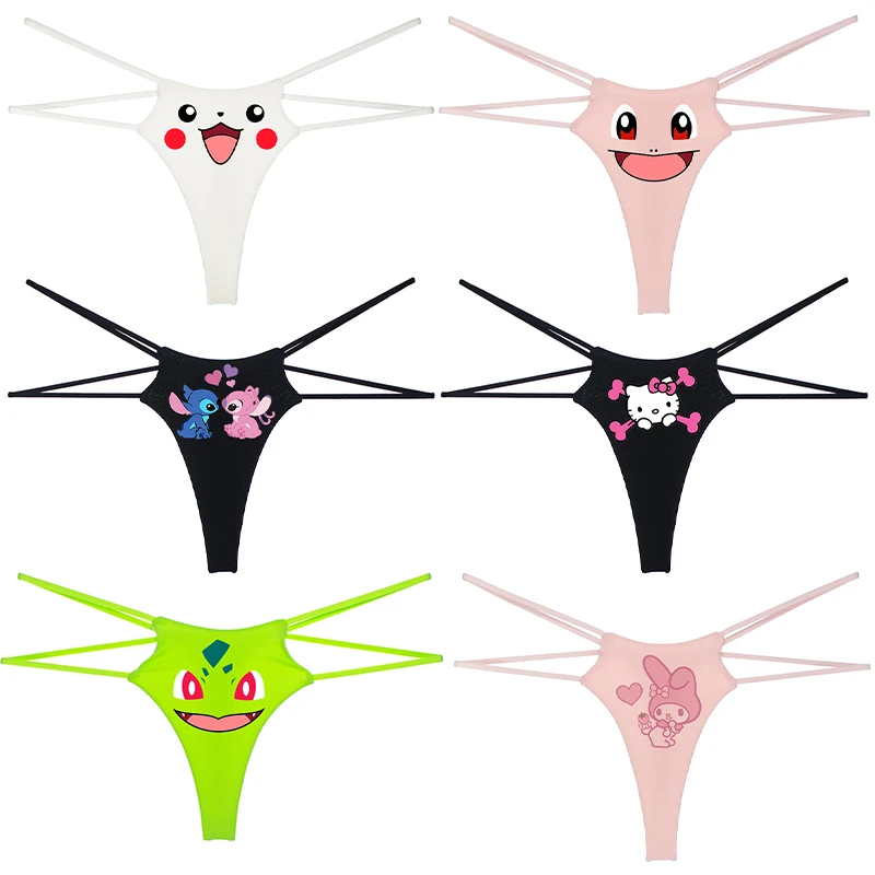 

Cute Hello Kitty Women Underwear Double Layer Thin Belt Thong Comfortable and Traceless Women Underwear Sexy and Fun Wholesale