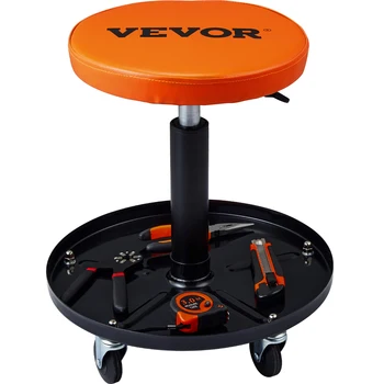 SucceBuy Mechanic Stool 250 LBS Rolling Pneumatic Creeper Garage/Shop Seat Padded Rolling Workshop Stool for Garage Auto Repair 1