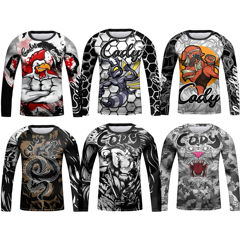 

Kid's Children MMA Boxing Shirt Compression Long Sleeve Sport T-Shirt Boys Training Kickboxing BJJ Muay Thai Jiu Jitsu Shirts
