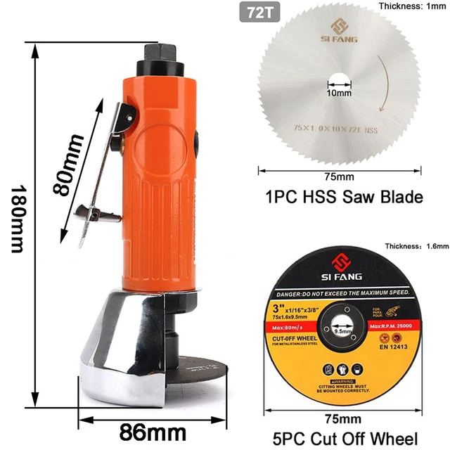 ATE Pro USA 1/4" Air Die Grinder & 3" Cut Off Tool Kit With Wheels & Stones
