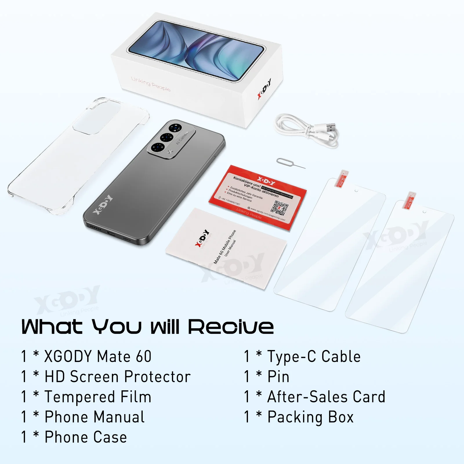 XGODY Mate60 6.8inch Smartphone Android 12 Mobile phones 4G Dual SIM 8Core 128GB 5280mah 8+21MP Fingerprint Unlocked Cell phones 2