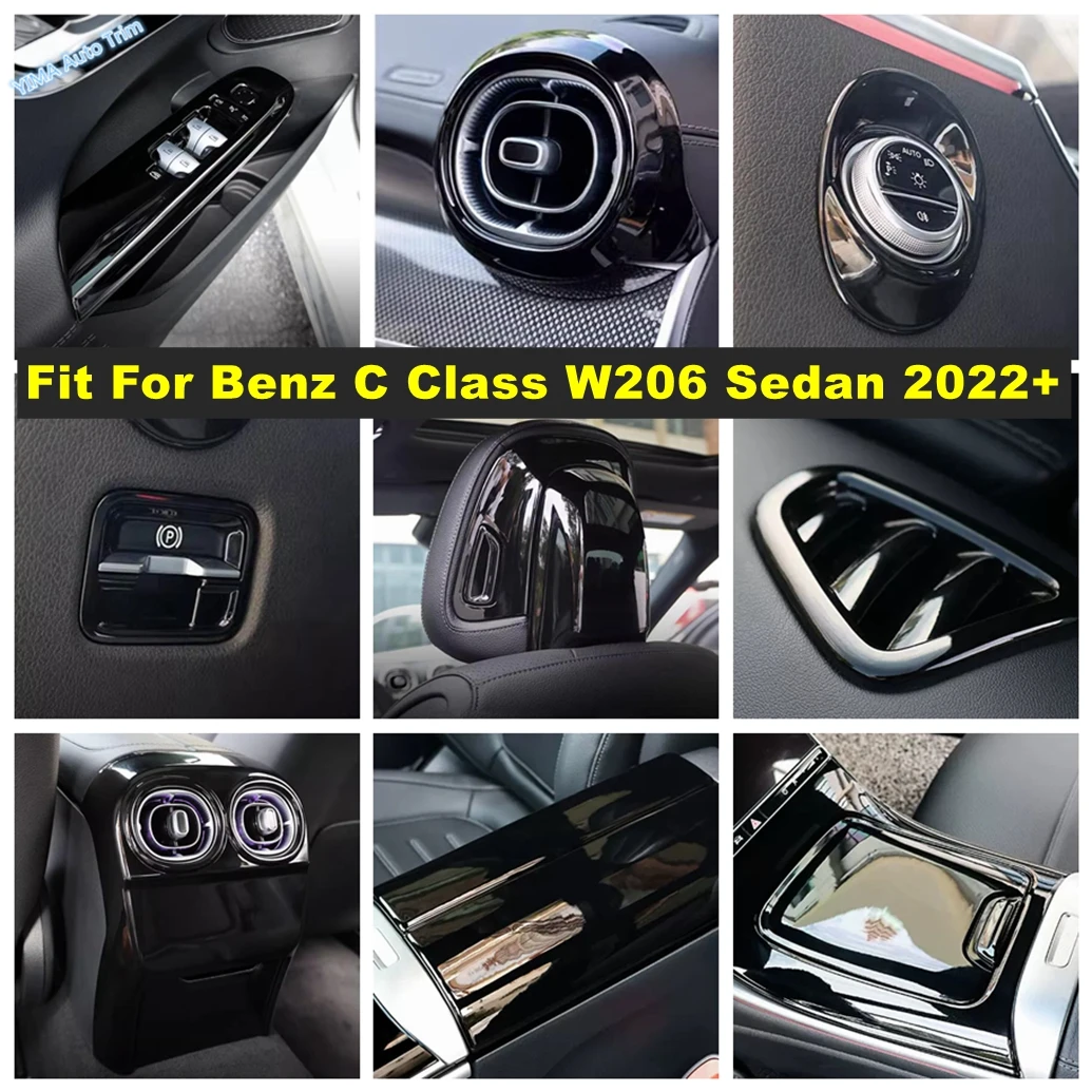 

Air Outlet / Gear shift Panel / Armrest Box Cover Trim For Mercedes-Benz C Class W206 Sedan 2022 2023 Interior Accessory Black
