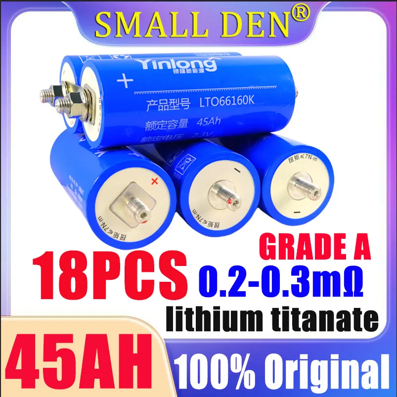 

18PCS 100% original Yinlong 2.3V 45AH lithium titanate battery lto66160 10C discharge DIY 36V car audio rechargeable battery