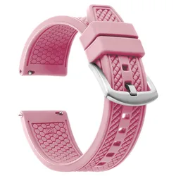 Premium Silicone Sports Watch Band - Waterproof Strap - Black Buckle (Pink)