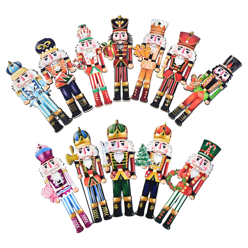 Wooden Nutcracker Soldier Ornaments - 12Pcs Xmas Tree Decorations Christmas  New Year Gift 2024