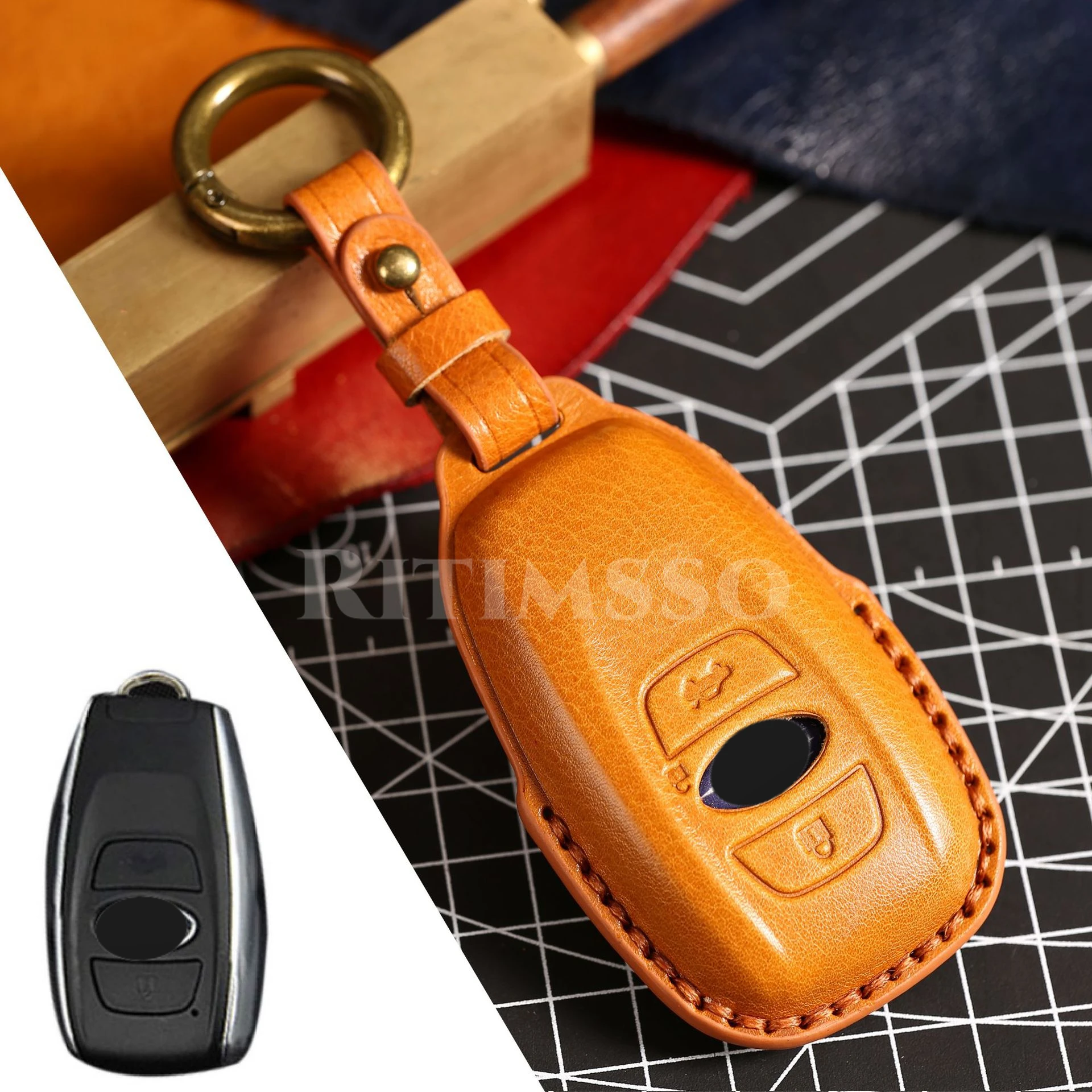 Leather Car Key Case Cover Shell for Subaru Legacy Impreza