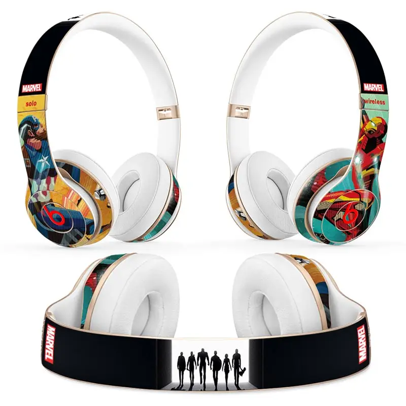 Marvel Iron man Spiderman Headphone Sticker skin for Beats Solo 2 Wireless Headphone skin sticker For solo2 solo3 vinyl sticker 