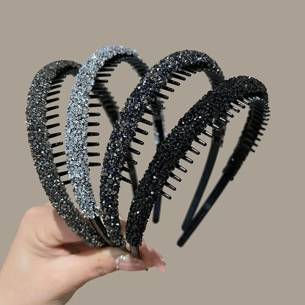 

1PC Rhinestone With Toothed Headband for Women Anti Slip Hairband Wash Face Hair Hoop Hair Accessories