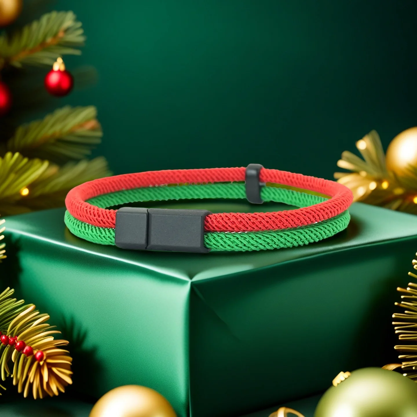 Red Green String Handmade Christmas Bracelet for Men