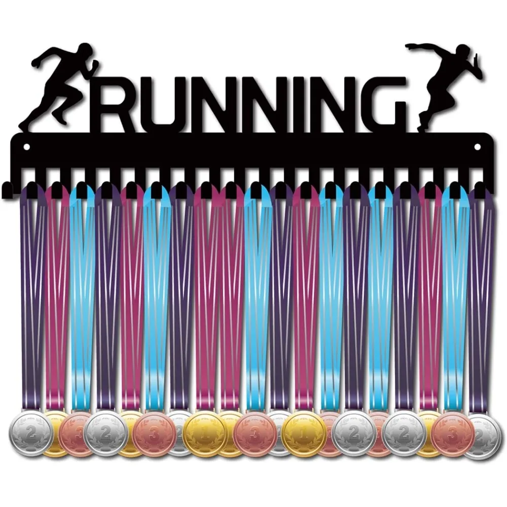 

Running Medal Holder Sport Medals Hanger Display with Hook Runner Athlete Wall Mount Decor Holders for Runners Home Medalist Run