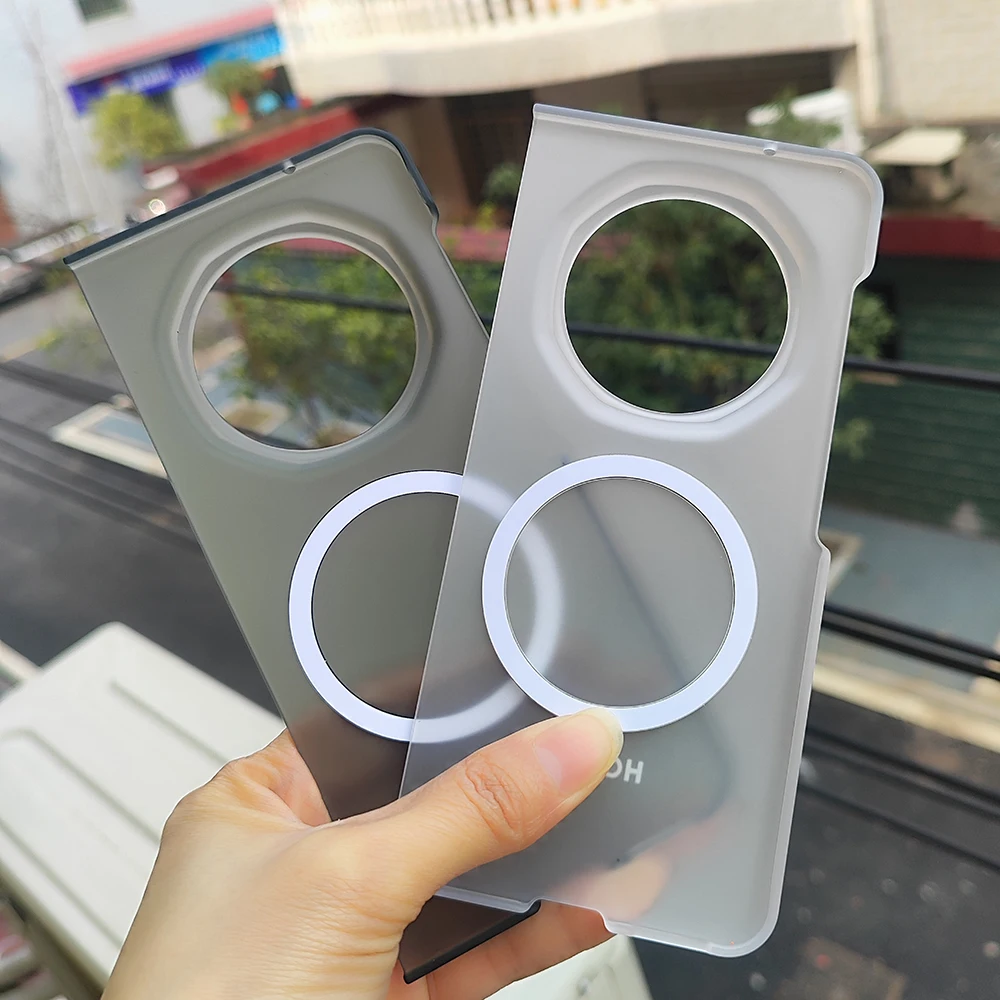 Transparent Magnetic Shockproof Ice Mist Phone Case with Hard Matte Back Cover