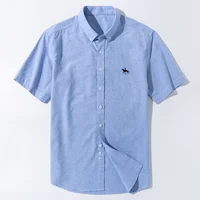 Soft Comfortable Regular Fit Short Sleeve 100% Cotton Oxford Plus Size Quality Summer Business Men Casual Shirts 2