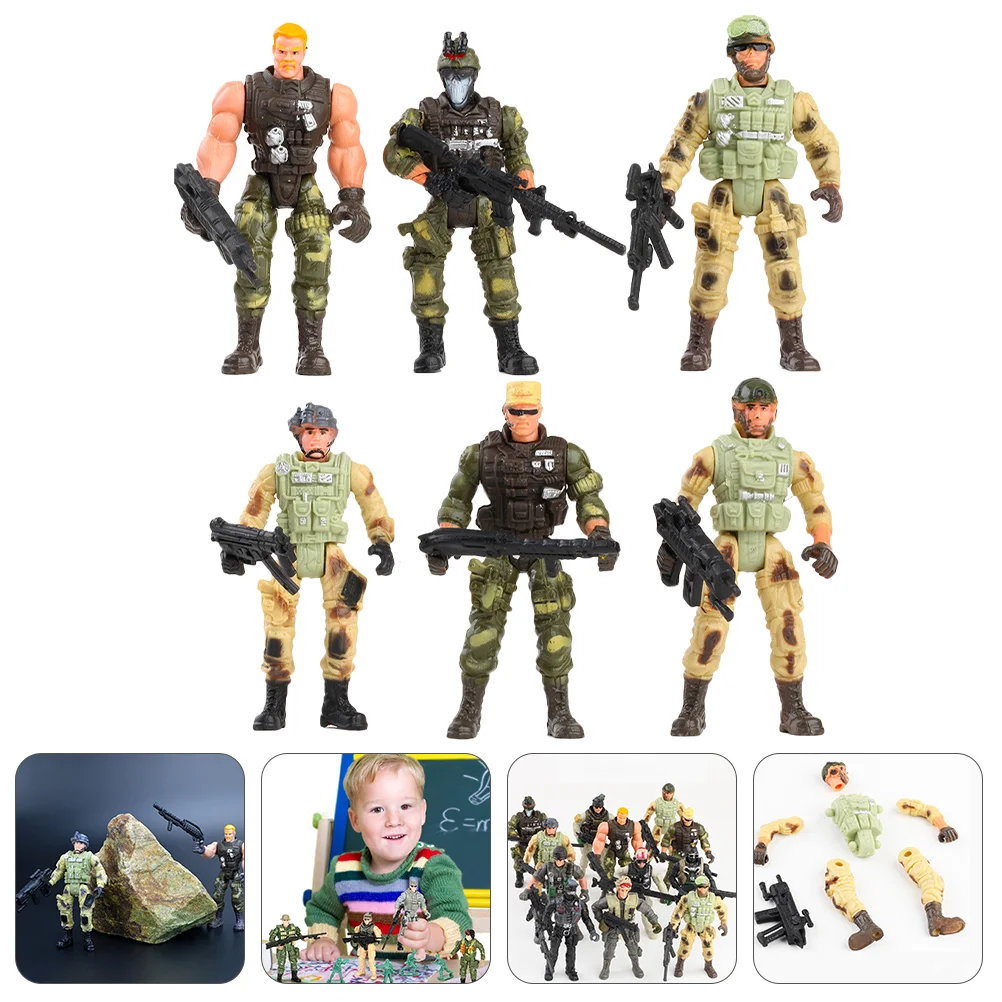 

6 Pcs Boys Toys Soldier Model Kids Figurines Figures Statue Desktop Statues Force Playset Child
