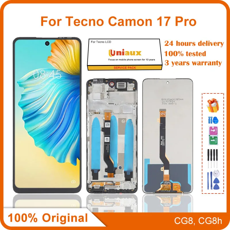 

6.8" Original For Tecno Camon 17 Pro CG8 LCD Display Touch Screen Digitizer Assembly New For Tecno CG8h Repair Replacement Part