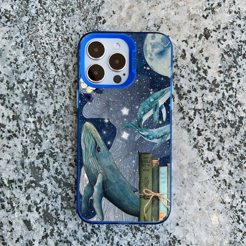 Space Ocean Whale Shark Swimming Phone Case - Shockproof Laser Design  Shell
