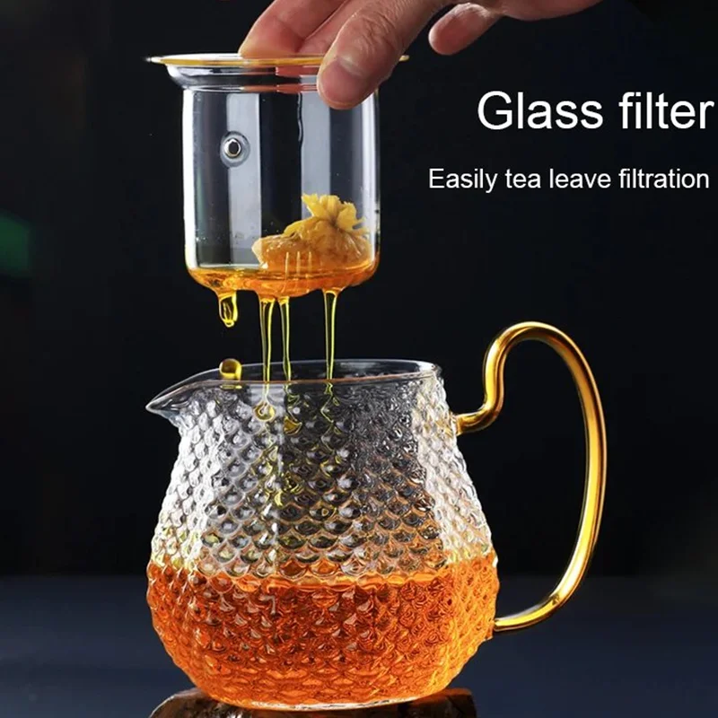 Set de ceainic din sticlă, ceainic din sticlă borosilicată, set de ceai din sticlă, set de cești, ceainic din sticlă rezistent la căldură, set de ceai Kung Fu_voghion.com